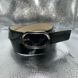 Nine West Classic Belt Women’s X-Large Black Silver Tone Buckle Leather Lining